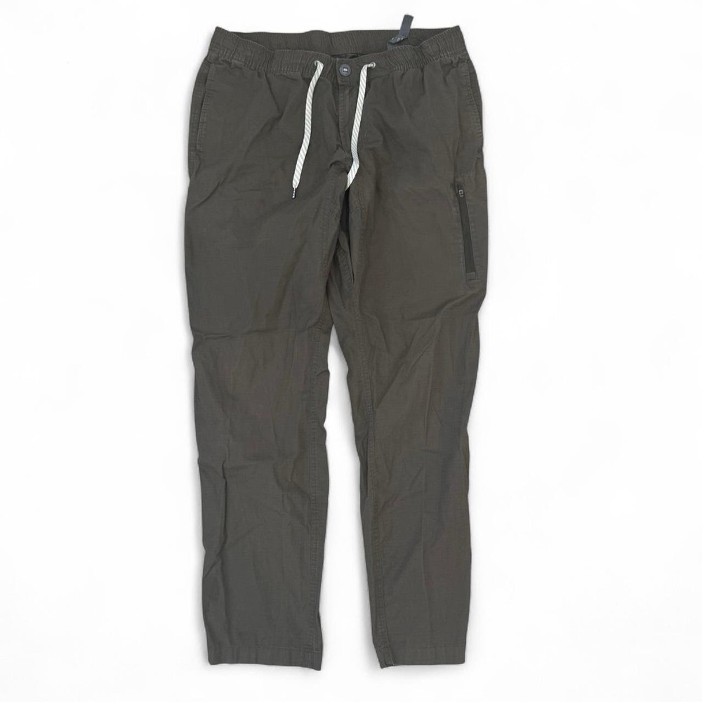 Vuori Ripstop Organic Cotton Dark Brown Pants Mens Size XL Drawstring Zip Pocket